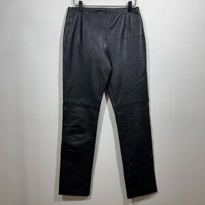 Women's Black Genuine Leather Pants sz 4 Moda International Bootcut Lined Moto